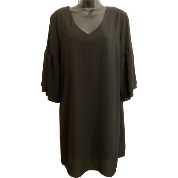 NEW Black Flowy Spring Wedding Formal Office Bohemian Cocktail Dress Medium - Picture 7 of 17